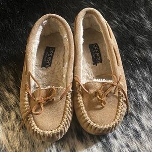 Sperry Kids Brown Moccasins with Cozy Lining
